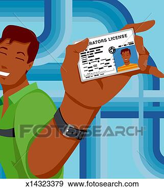 Stock Illustration - young man holding 
drivers license. 
fotosearch - search 
clipart, illustration, 
drawings and vector 
eps graphics images