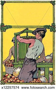 Stock Illustration - men at cider press. 
fotosearch - search 
clipart, illustration, 
drawings and vector 
eps graphics images