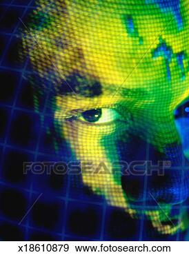 Stock Photograph - grid and map of 
north america 
on a man's face. 
fotosearch - search 
stock photos, 
pictures, images, 
and photo clipart