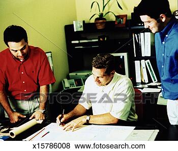 Stock Photo - men reviewing 
plans in office. 
fotosearch - search 
stock photos, 
pictures, images, 
and photo clipart