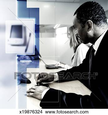 Stock Illustration - man and woman 
sitting in business 
meeting. fotosearch 
- search clipart, 
illustration, 
drawings and vector 
eps graphics images