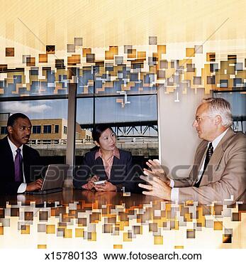 Drawing - three business 
people sitting 
at conference 
table. fotosearch 
- search clipart, 
illustration, 
drawings and vector 
eps graphics images