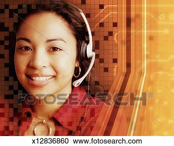 Stock Illustration - young woman wearing 
telephone headset. 
fotosearch - search 
clipart, illustration, 
drawings and vector 
eps graphics images