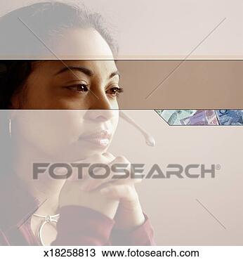 Drawing - young woman wearing. 
fotosearch - search 
clipart, illustration, 
drawings and vector 
eps graphics images