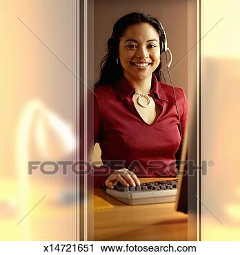 Clipart - young woman working 
on computer, wearing 
telephone headset. 
fotosearch - search 
clipart, illustration, 
drawings and vector 
eps graphics images