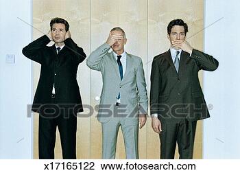 Stock Photo - businessmen performing 
'hear no evil, 
see no evil, speak 
no evil'. fotosearch 
- search stock 
photos, pictures, 
images, and photo 
clipart