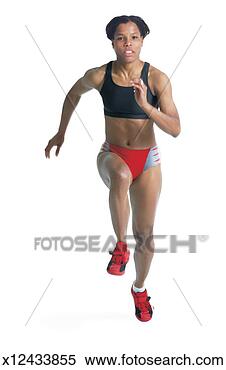 Stock Image - a young black 
woman is wearing 
a red and black 
track uniform 
as she. fotosearch 
- search stock 
photos, pictures, 
images, and photo 
clipart