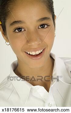Stock Image - teenaged girl 
smiling, portrait. 
fotosearch - search 
stock photos, 
pictures, images, 
and photo clipart