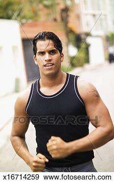 Stock Photograph - portrait of man 
running, close-up. 
fotosearch - search 
stock photos, 
pictures, images, 
and photo clipart