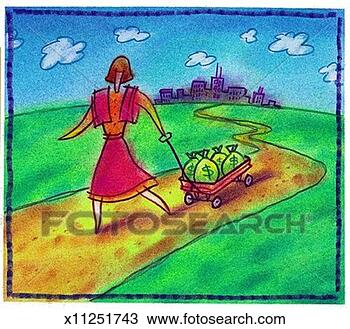 Drawing - woman leaving 
city with money. 
fotosearch - search 
clipart, illustration, 
drawings and vector 
eps graphics images
