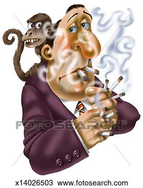 Drawing - man with monkey 
on back. fotosearch 
- search clipart, 
illustration, 
drawings and vector 
eps graphics images