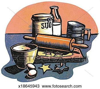 Drawing - making cookies. 
fotosearch - search 
clipart, illustration, 
drawings and vector 
eps graphics images