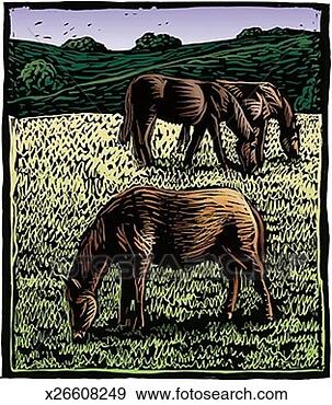 Stock Illustration - horses grazing. 
fotosearch - search 
clipart, illustration, 
drawings and vector 
eps graphics images
