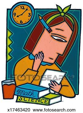 Stock Illustration - girl studying. 
fotosearch - search 
clipart, illustration, 
drawings and vector 
eps graphics images