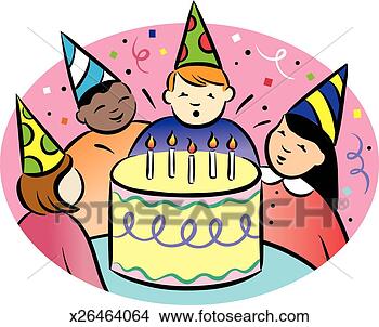 Drawings of Children's Birthday Party x26464064 - Search Clip Art