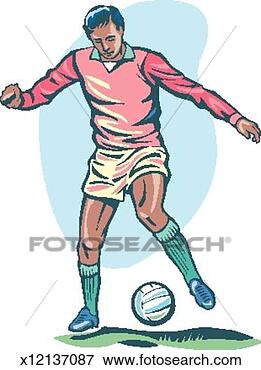 Stock Illustration - man kicking soccer 
ball. fotosearch 
- search clipart, 
illustration, 
drawings and vector 
eps graphics images