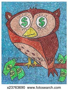 Stock Illustration - wise owl seeing 
dollars. fotosearch 
- search clipart, 
illustration, 
drawings and vector 
eps graphics images