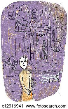 Clipart - girl in street. 
fotosearch - search 
clipart, illustration, 
drawings and vector 
eps graphics images