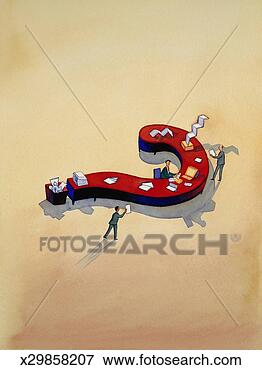 Stock Illustration - man working at 
desk shaped like 
question mark; 
two other men. 
fotosearch - search 
clipart, illustration, 
drawings and vector 
eps graphics images