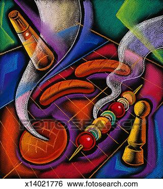 Stock Illustration - barbecue; hot 
dog, hamburger, 
and skewered vegetables. 
fotosearch - search 
clipart, illustration, 
drawings and vector 
eps graphics images