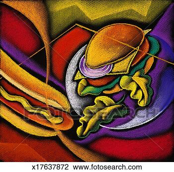 Clip Art - hot dog and hamburger. 
fotosearch - search 
clipart, illustration, 
drawings and vector 
eps graphics images