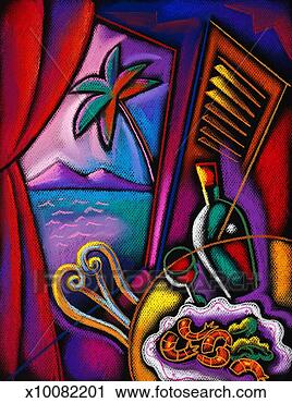 Clipart - shrimp meal on 
table, window 
with ocean in 
background. fotosearch 
- search clipart, 
illustration, 
drawings and vector 
eps graphics images
