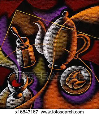 Stock Illustration - tea set and croissant 
on plate. fotosearch 
- search clipart, 
illustration, 
drawings and vector 
eps graphics images