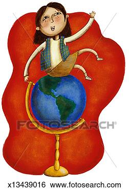 Stock Illustration - girl sitting on 
top of globe. 
fotosearch - search 
clipart, illustration, 
drawings and vector 
eps graphics images