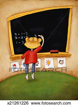 Stock Illustration - girl writing sums 
on blackboard. 
fotosearch - search 
clipart, illustration, 
drawings and vector 
eps graphics images