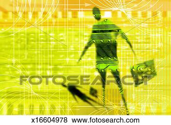 Stock Illustration - businessman on 
high tech background. 
fotosearch - search 
clipart, illustration, 
drawings and vector 
eps graphics images