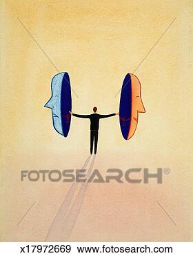 Stock Illustration - man holding giant 
comedy and tragedy 
masks. fotosearch 
- search clipart, 
illustration, 
drawings and vector 
eps graphics images