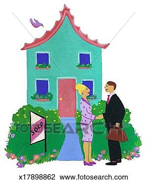 Clip Art - buying a house. 
fotosearch - search 
clipart, illustration, 
drawings and vector 
eps graphics images
