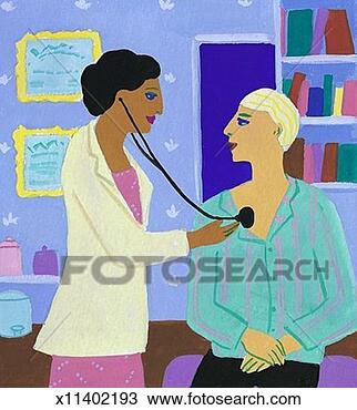 Drawing - doctor examining 
patient. fotosearch 
- search clipart, 
illustration, 
drawings and vector 
eps graphics images