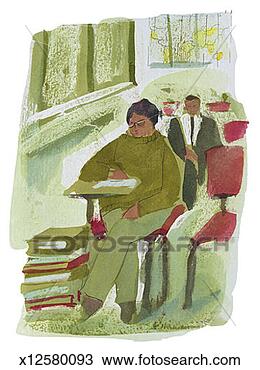 Drawing - student at desk. 
fotosearch - search 
clipart, illustration, 
drawings and vector 
eps graphics images
