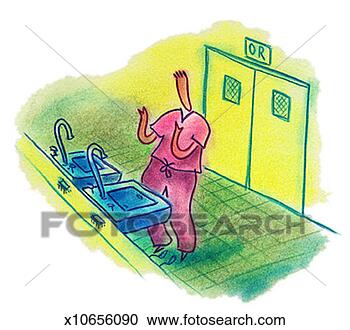 Stock Illustration - doctor scrubbing 
for surgery. fotosearch 
- search clipart, 
illustration, 
drawings and vector 
eps graphics images