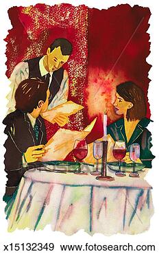 Stock Illustration - couple ordering 
dinner. fotosearch 
- search clipart, 
illustration, 
drawings and vector 
eps graphics images