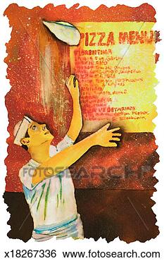 Stock Illustration - man tossing pizza 
dough. fotosearch 
- search clipart, 
illustration, 
drawings and vector 
eps graphics images