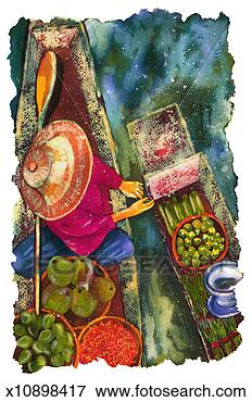 Stock Illustration - thai water market. 
fotosearch - search 
clipart, illustration, 
drawings and vector 
eps graphics images