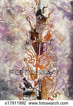 Clip Art - stack of musical 
instruments. fotosearch 
- search clipart, 
illustration, 
drawings and vector 
eps graphics images