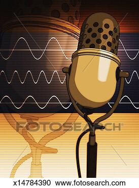 Stock Illustration - vintage style 
microphone and 
audio waves. fotosearch 
- search clipart, 
illustration, 
drawings and vector 
eps graphics images