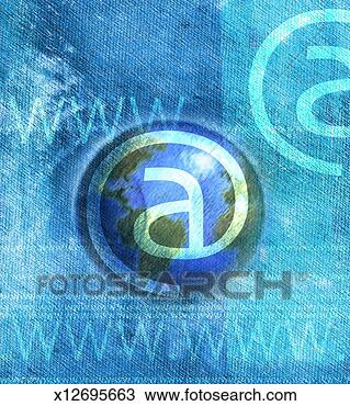 Drawing - `at` symbol on 
a globe. fotosearch 
- search clipart, 
illustration, 
drawings and vector 
eps graphics images