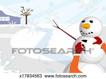 Drawing - building a snowman. 
fotosearch - search 
clipart, illustration, 
drawings and vector 
eps graphics images