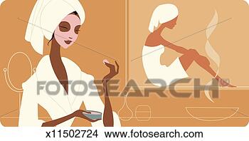 Stock Illustration - women at health 
spa. fotosearch 
- search clipart, 
illustration, 
drawings and vector 
eps graphics images