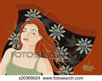 Stock Illustration - young woman lying 
on beach towel, 
sunbathing. fotosearch 
- search clipart, 
illustration, 
drawings and vector 
eps graphics images