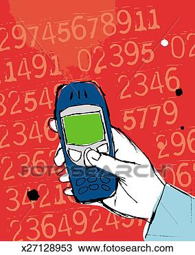 Drawing - close-up of a 
hand holding a 
mobile phone. 
fotosearch - search 
clipart, illustration, 
drawings and vector 
eps graphics images
