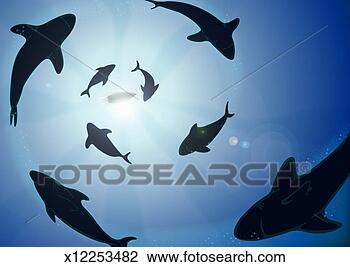 Clip Art - sharks surrounding 
a boat. fotosearch 
- search clipart, 
illustration, 
drawings and vector 
eps graphics images