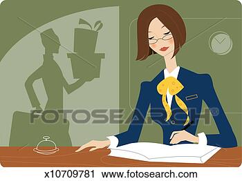 Clipart - receptionist at 
front desk of 
hotel. fotosearch 
- search clipart, 
illustration, 
drawings and vector 
eps graphics images