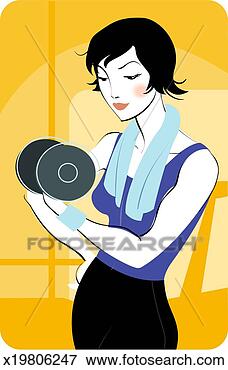 Stock Illustration - woman lifting 
a dumbbell. fotosearch 
- search clipart, 
illustration, 
drawings and vector 
eps graphics images