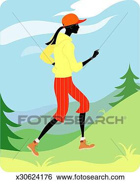 Stock Illustration - woman trail running. 
fotosearch - search 
clipart, illustration, 
drawings and vector 
eps graphics images