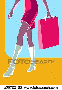 Drawing - low section of 
woman with shopping 
bag. fotosearch 
- search clipart, 
illustration, 
drawings and vector 
eps graphics images